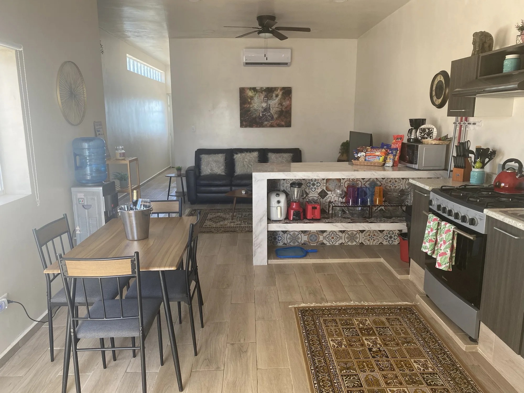 Beachfront Apartment — kitchen and living